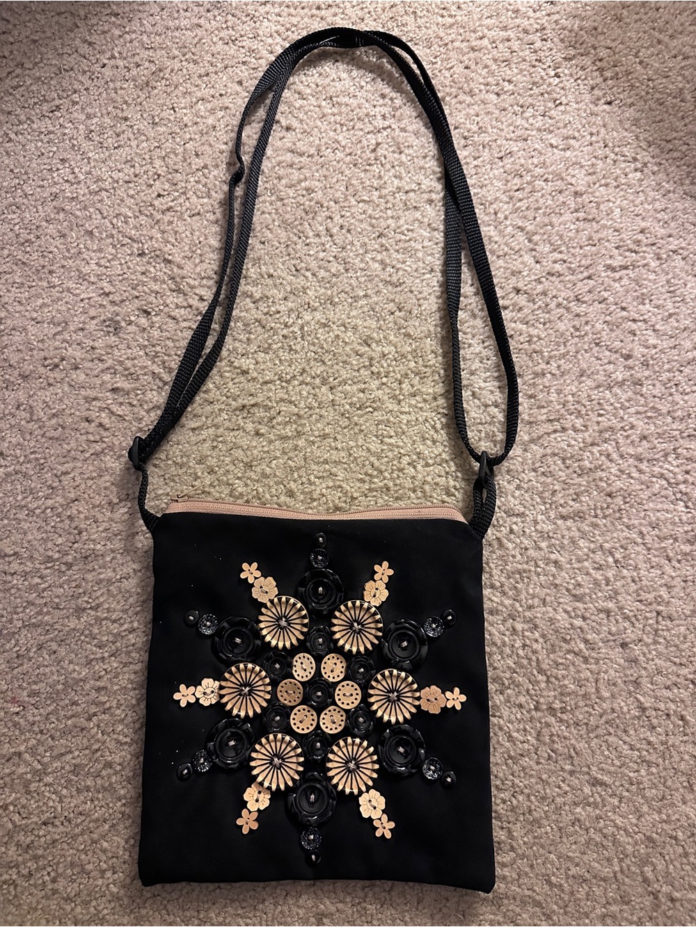 Suede Cute As A Button Crossbody Purse Handmade In USA